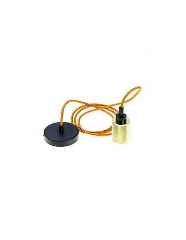 Amarcords AT550 lámpara colgar 2 metros floron negro + cable oro + casquillo E27 oro