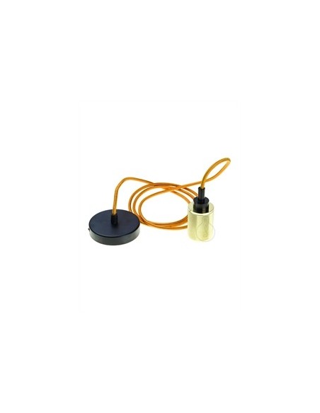 AMARCORDS LAMPARA COLGAR DORADA CON FLORON NEGRO