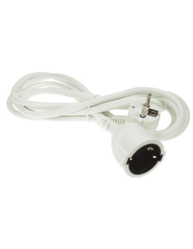Perel EC03-G cable alargador 3 metros con toma de tierra color blanco con protección infantil