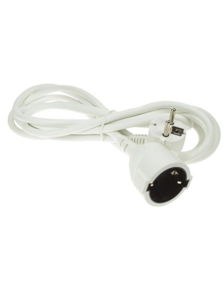 Perel EC03-G cable alargador 3 metros con toma de tierra color blanco con protección infantil