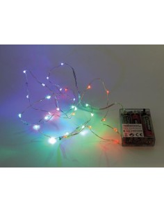Guirnalda alambre 20 led rgb a pilas 2,2 metros