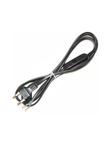 KIT CABLE 2 METROS NEGRO CON MACHO E INTERRUPTOR