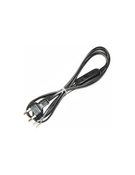 KIT CABLE 2 METROS NEGRO CON MACHO E INTERRUPTOR