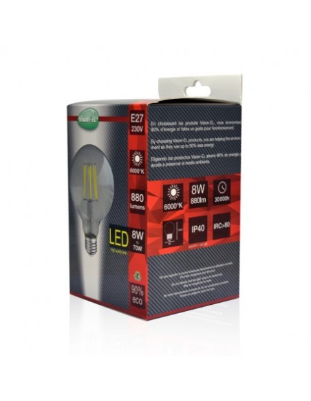 VISION-EL GLOBO LED CLARO 95MM 230V 8W 6000K E27