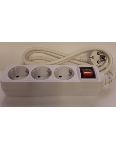 Base de superficie sin cable y con interruptor de 3 enchufes