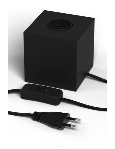 CALEX BASE CUBO E27 NEGRO CON CABLE 1,8 METROS