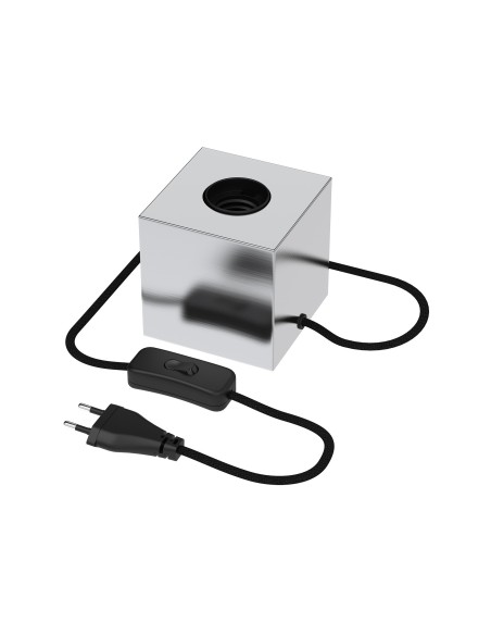 Calex 941018 lámpara sobremesa color plata satin casquillo E27 y cable color negro