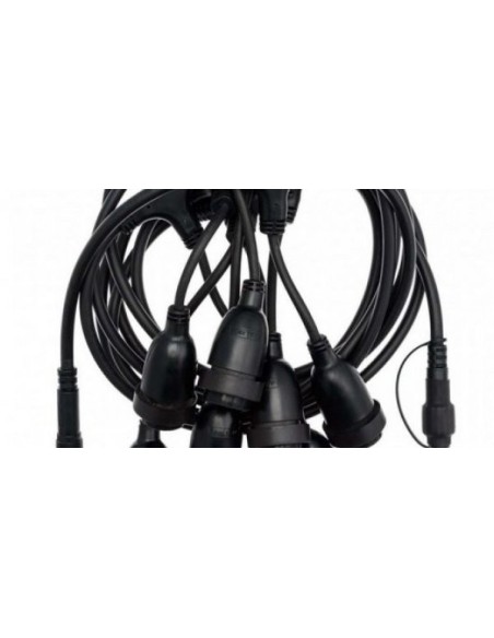 Iglux E27-15M guirnalda exterior 15 casquillos E27 color negro