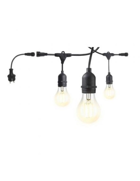 Iglux E27-15M guirnalda exterior 15 casquillos E27 color negro