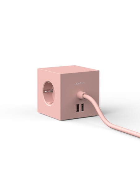 AVOLT 1 ROSA BASE CUBO 3 ENCHUFES TOMA DE TIERRA + 2 USB