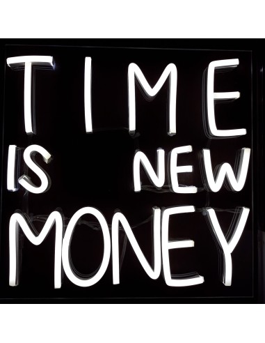 NEON LED TIME IS NEW MONEY 30 X 30CM BLANCO