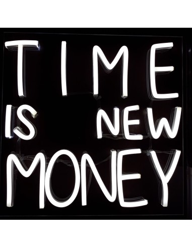 Neon led " Time is new money" 30 X 30cm  blanco