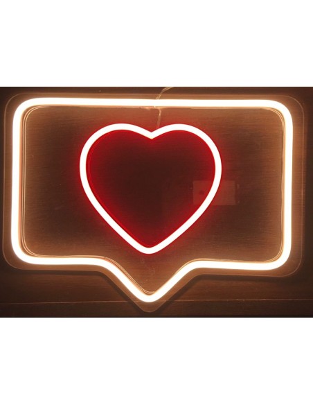 Neon Led  corazón rojo+cálido 37,5 X 27cm