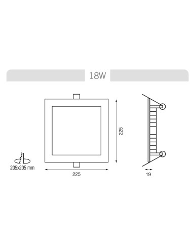 DOWNLIGHT LED 18W CUADR 84 PLA