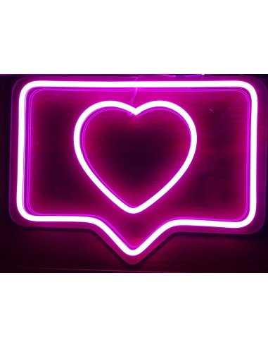 Neon led corazón rosa 37,5x27cm