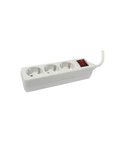 Perel eb3s-g base 3 enchufes toma de tierra color blanco