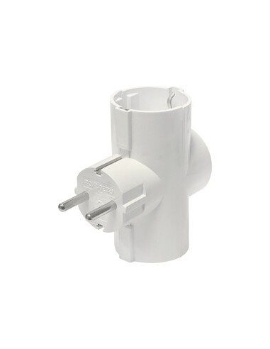 Electo dh 36.053/1 adaptador blanco 3 tomas con toma de tierra