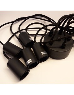 Impact lámpara de techo con 5 casquillos E27 color negro