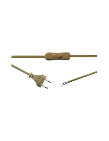 KIT CABLE 2 METROS DORADO CON MACHO E INTERRUPTOR