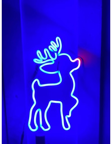 NEON LED RENO PEQUEÑO 40 X 20CM COLOR AZUL + ROJO