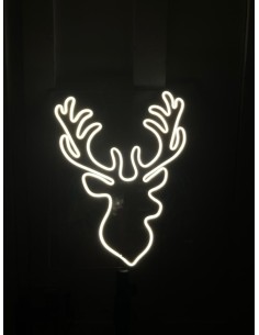 NEON LED CABEZA DE RENO 40 X 50CM COLOR BLANCO CALIDO