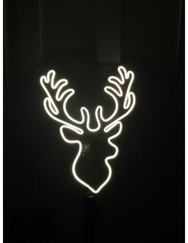 NEON LED CABEZA DE RENO 40 X 50CM COLOR BLANCO CALIDO