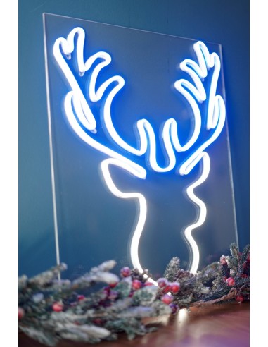 NEON LED CABEZA DE RENO 40 X 50CM BICOLOR AZUL...