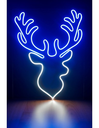 NEON LED CABEZA DE RENO 40 X 50CM BICOLOR AZUL...