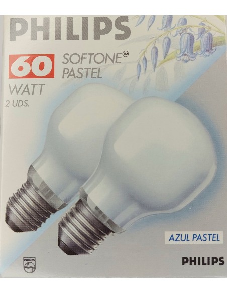 PHILIPS BLISTER 2 UND STANDARD SOFTONE AZUL PASTEL 230V 60W