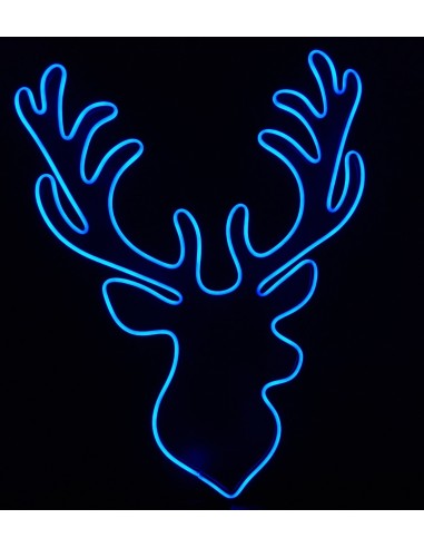 Neón led cabeza de reno 40X 50cm color azul