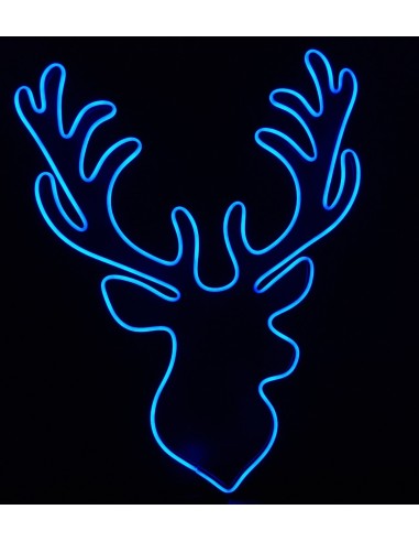 NEON LED CABEZA DE RENO 40 X 50CM COLOR AZUL