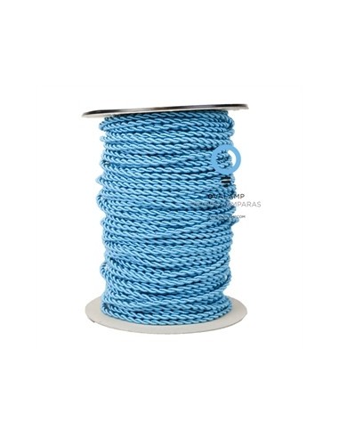 Cable elÉctrico 2X0,75 forrado de tela trenzada decorativa color turquesa