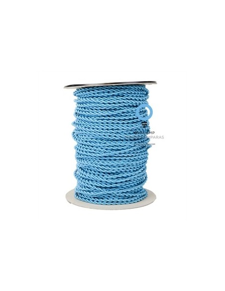 Cable elÉctrico 2X0,75 forrado de tela trenzada decorativa color turquesa