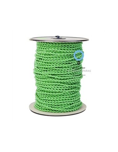 Cable eléctrico 2 X 0,75 forrado de tela trenzada decorativa verde eléctrico