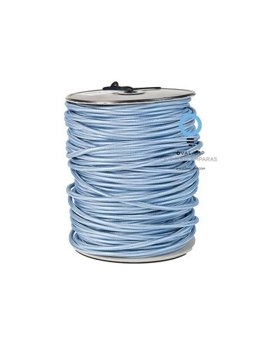 Cable eléctrico 2X0,75 forrado de tela decorativ lisa color azul celeste