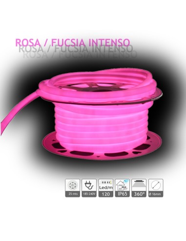 NEON LED FLEXIBLE 16MM 360º 220V COLOR ROSA