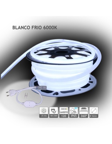 JND-76660 neon led flexible 16mm 360º 220v 6000k