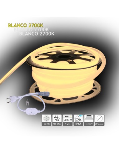 JND-7666cc neon led flexible 16mm 360º 220v 2700k