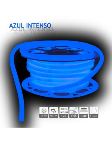 NEON LED FLEXIBLE 16MM 360º 220V COLOR AZUL