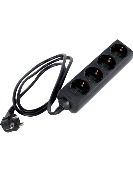 Perel EB4BL-G base 4 enchufes con toma de tierra color negro
