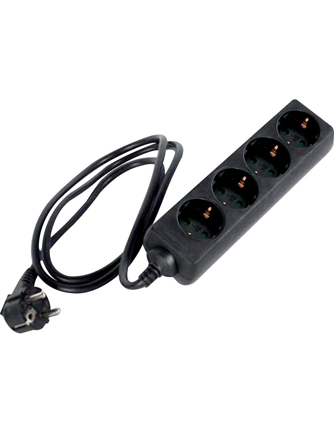 Regleta de 2, 3, 4, 5 bases Enchufes NEGRA Interruptor Cable Color Negro  Env 24h