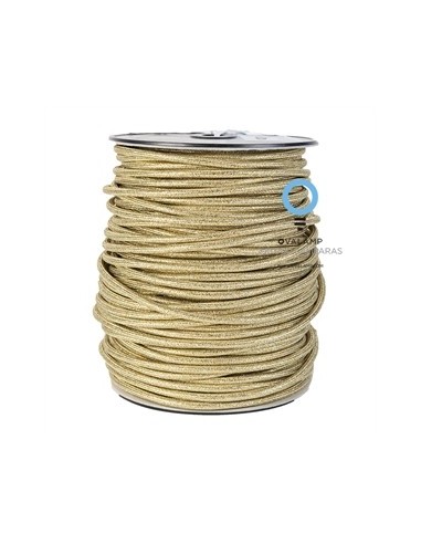 Cable eléctrico 2 X 0,75 forrado en tela decorativa oro brillo