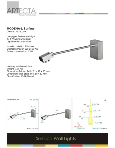 ARTECTA A0240055 APLIQUE PARED MODENA-L EN...