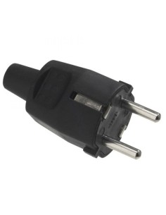 Clavija macho con toma de tierra color negro