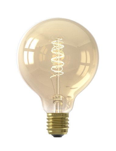 Calex 1001002100 globo led 95mm ámbar filamento espiral regulable 220v 5,5w 2100k E27