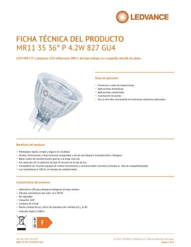 Ledvance spot mr11 35 performance class 12v...