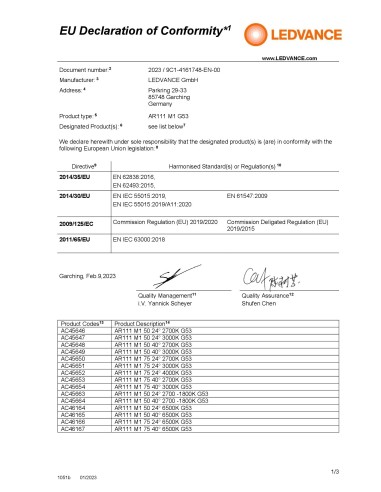Ledvance ar111 75 dim superior class led...