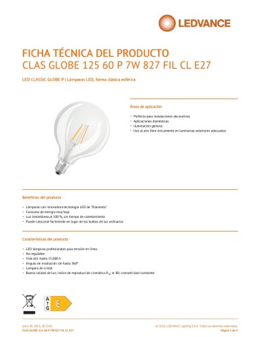 Ledvance classic globe 125 60 performance class...