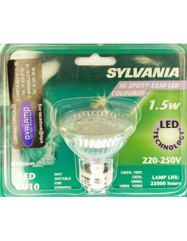 SYLVANIA HI-SPOT ES50 LED COLOR VERDE 220V 1,5W 15º GU10