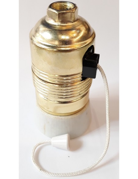 1200605 Portalámparas con tirador E27 latón + ceramica